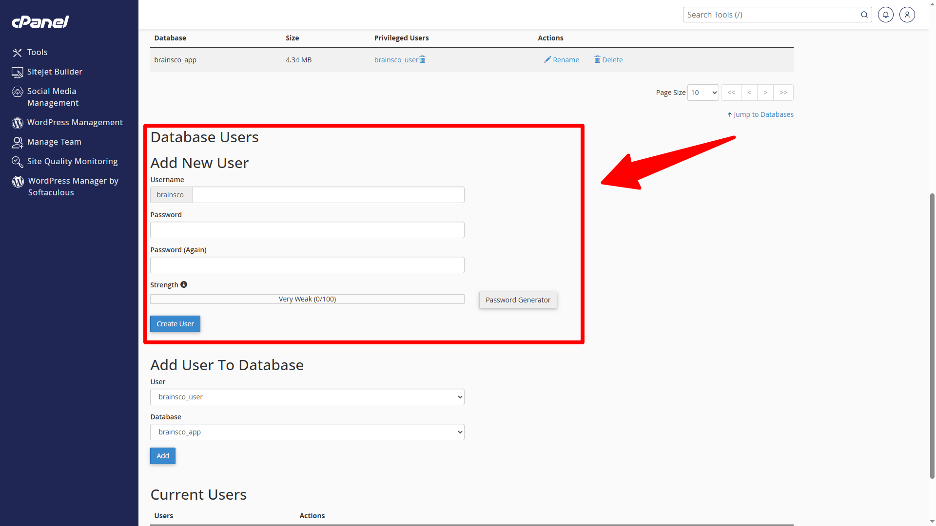 Database Creation in cPanel