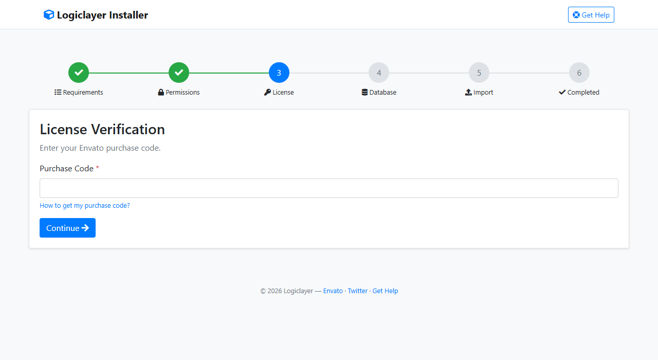 Enter your Envato purchase code.