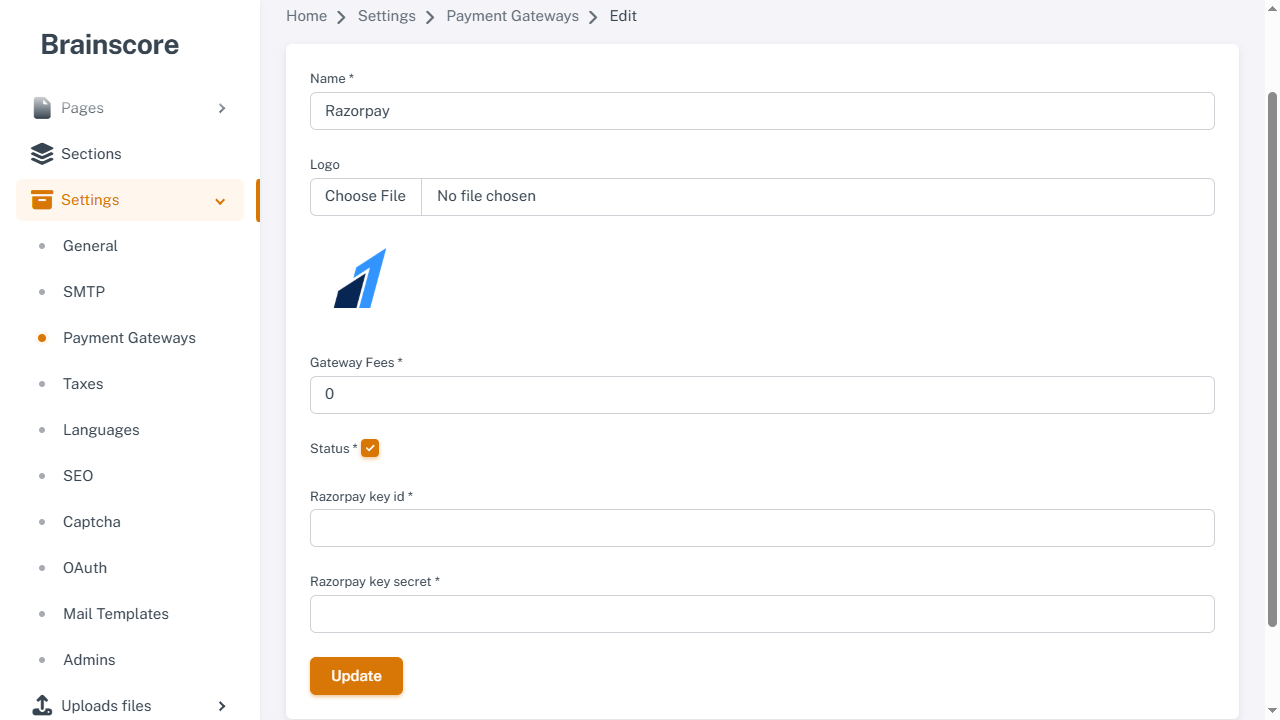 Settings Payment Gateways