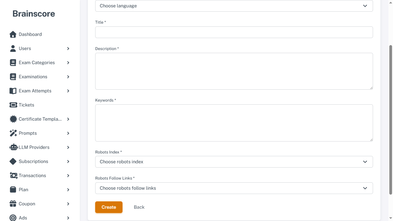Settings SEO